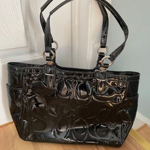 Coach black patent leather bag